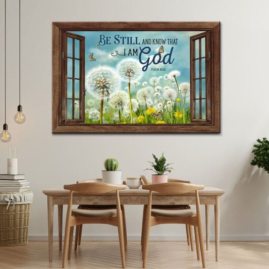 Be Still and Know That I Am God, Butterflies and Dandelions, Wall Art Canvas