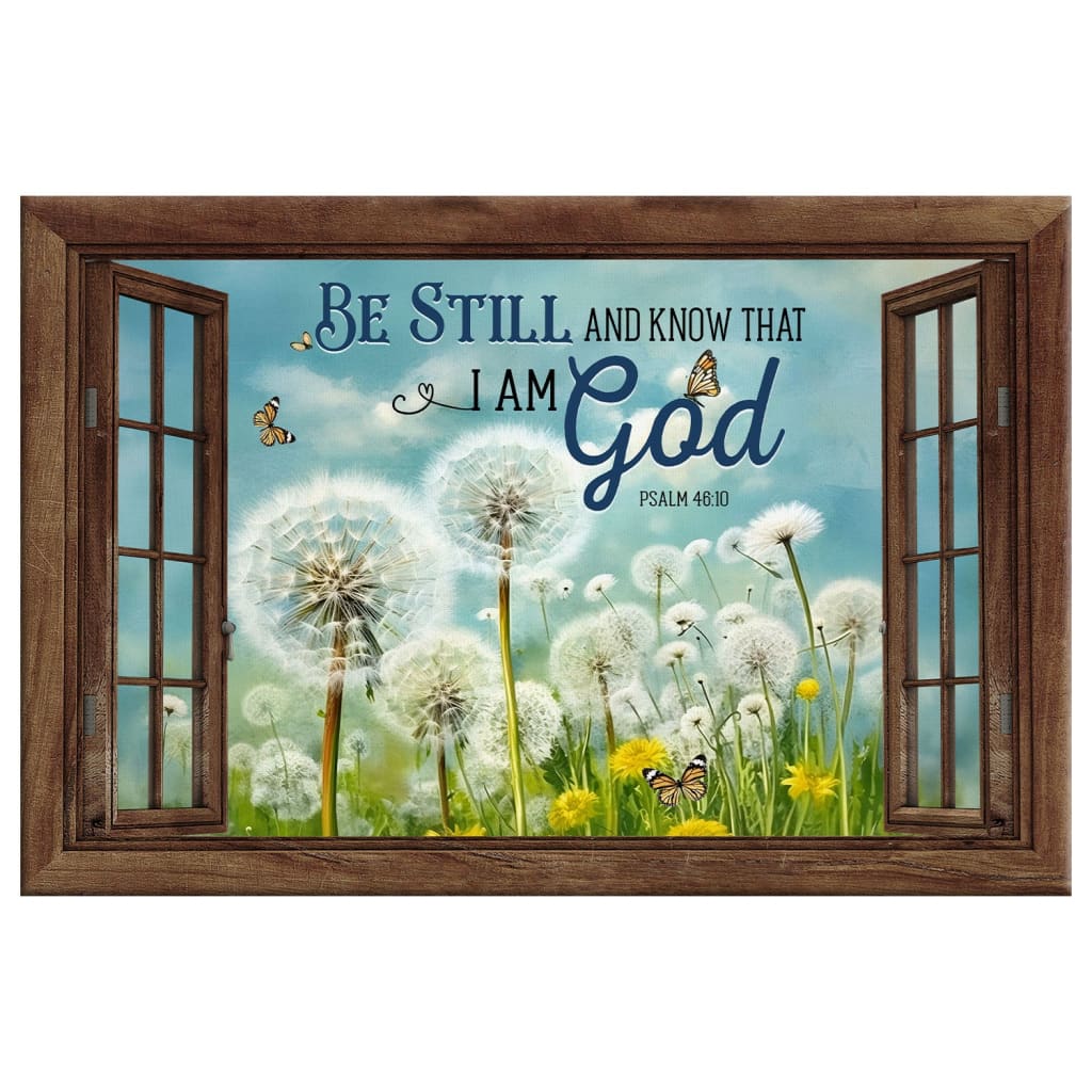 Be Still and Know That I Am God, Butterflies and Dandelions, Wall Art Canvas
