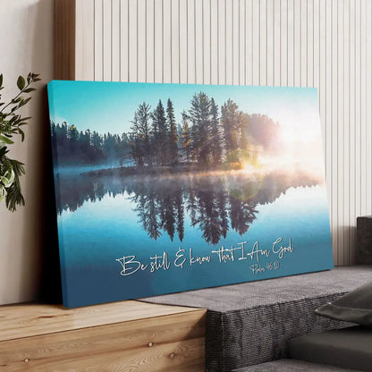 Be Still And Know That I Am God, Lake Reflections, Christian Wall Art Canvas