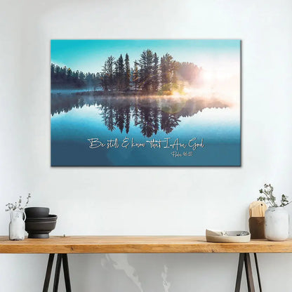 Be Still And Know That I Am God, Lake Reflections, Christian Wall Art Canvas