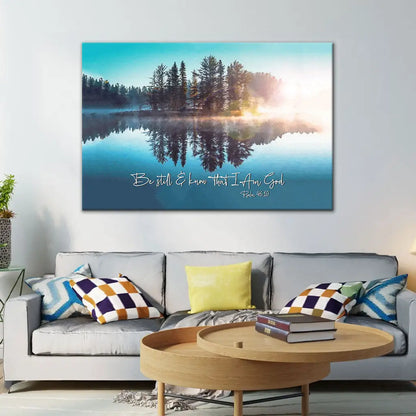 Be Still And Know That I Am God, Lake Reflections, Christian Wall Art Canvas