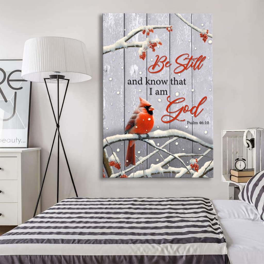 Be Still and Know Psalm 46:10, Cardinal, Christmas Wall Art Canvas