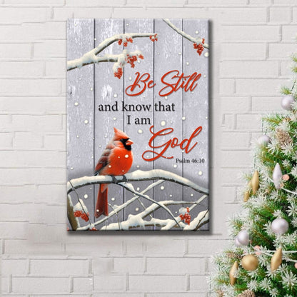Be Still and Know Psalm 46:10, Cardinal, Christmas Wall Art Canvas