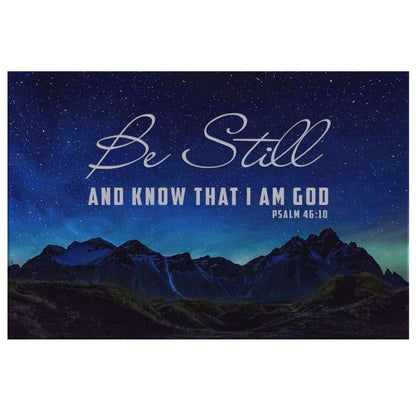 Psalm 46:10 Be still & know that I am God Mountain Stars Wall art canvas