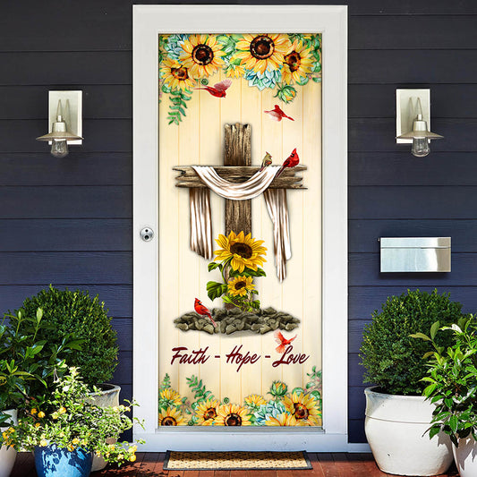 Jesus Cross. Faith - Hope - Love Door Cover