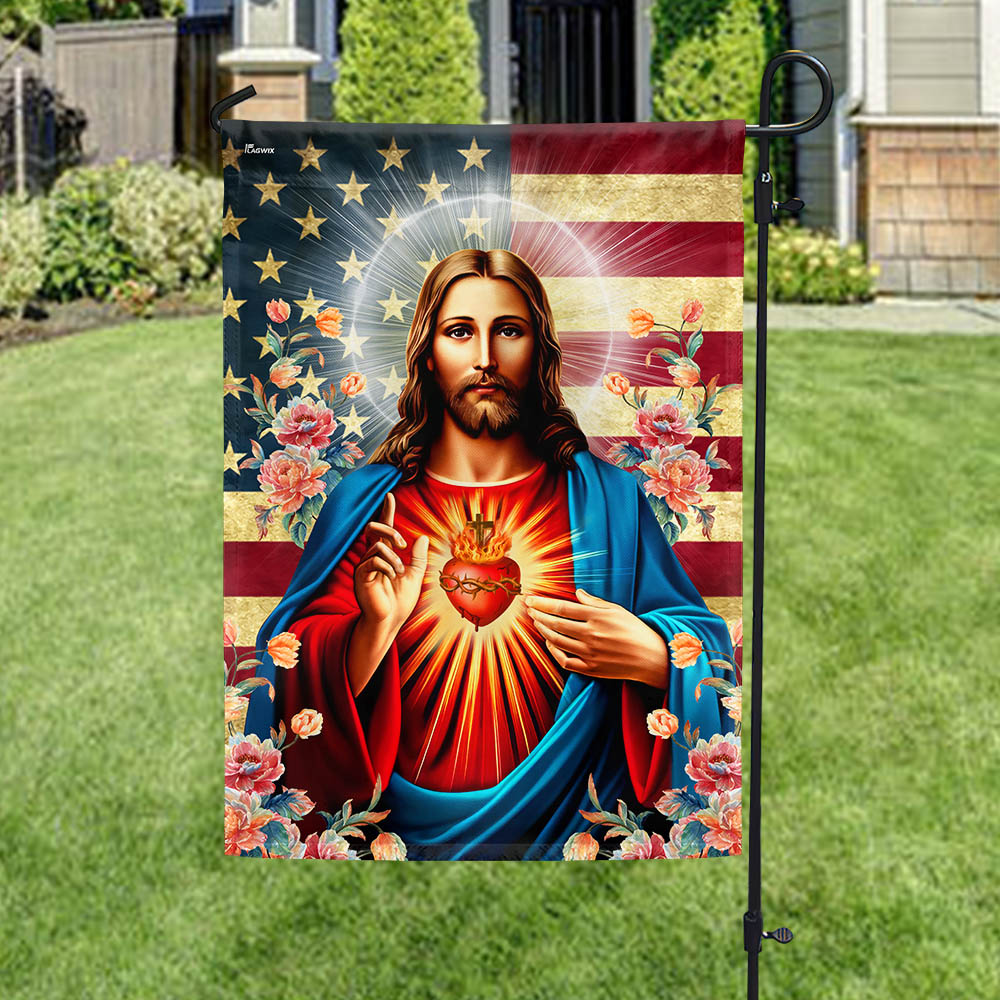Flagwix American Flag - The Sacred Heart Of Jesus American Flag
