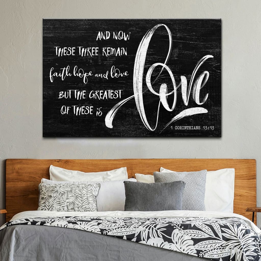 Rustic 1 Corinthians 13:13 NIV Faith Hope Love Canvas Print - Bible Verse Wall Art