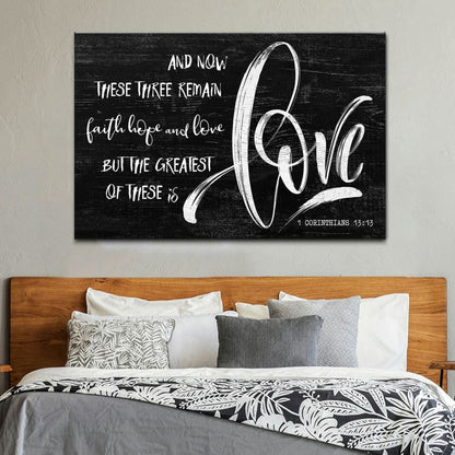 Rustic 1 Corinthians 13:13 NIV Faith Hope Love Canvas Print - Bible Verse Wall Art