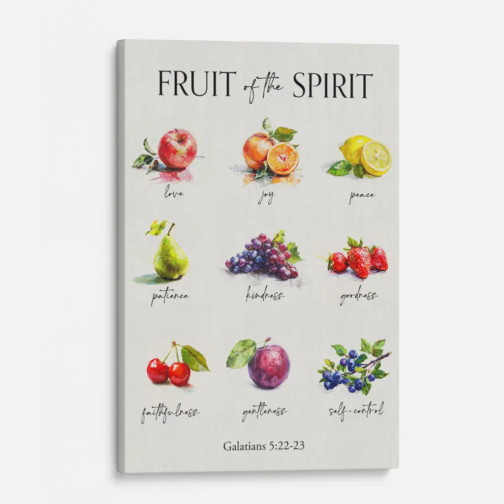 Christian Wall Decor - Galatians 5:22-23 Fruit of the Spirit Wall Art Canvas