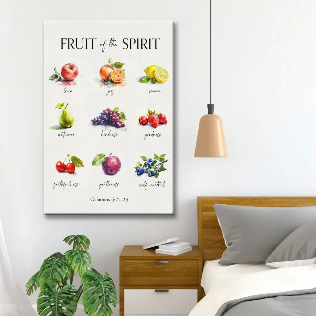 Christian Wall Decor - Galatians 5:22-23 Fruit of the Spirit Wall Art Canvas