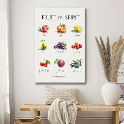 Christian Wall Decor - Galatians 5:22-23 Fruit of the Spirit Wall Art Canvas