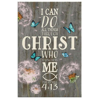 Bible Verse Wall Art - I Can Do All Things Through Christ Canvas, Dandelion Butterfly