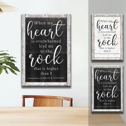Bible Verse Wall Art: When My Heart Is Overwhelmed Psalm 61:2 KJV Canvas Print