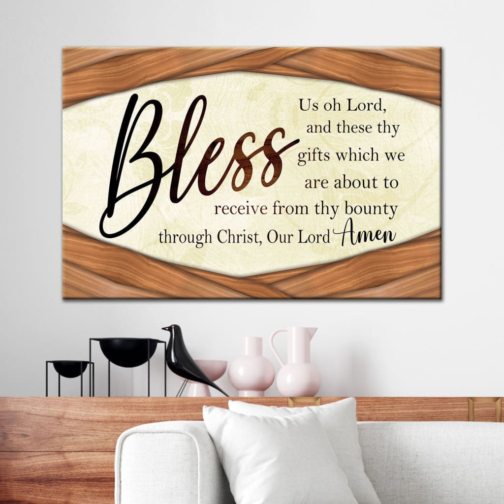 Bless Us Oh Lord Wall Art: Grace Prayer, Praying Before Meals Canvas Wall Art