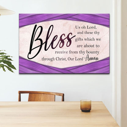 Bless Us Oh Lord Wall Art: Grace Prayer, Praying Before Meals Canvas Wall Art