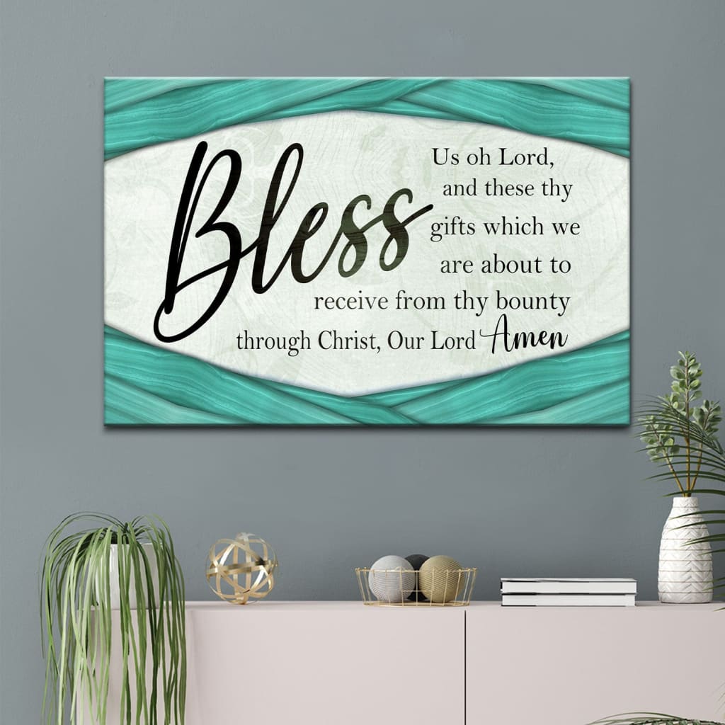 Bless Us Oh Lord Wall Art: Grace Prayer, Praying Before Meals Canvas Wall Art