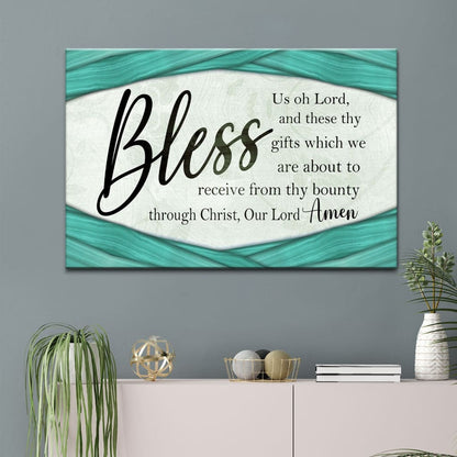 Bless Us Oh Lord Wall Art: Grace Prayer, Praying Before Meals Canvas Wall Art