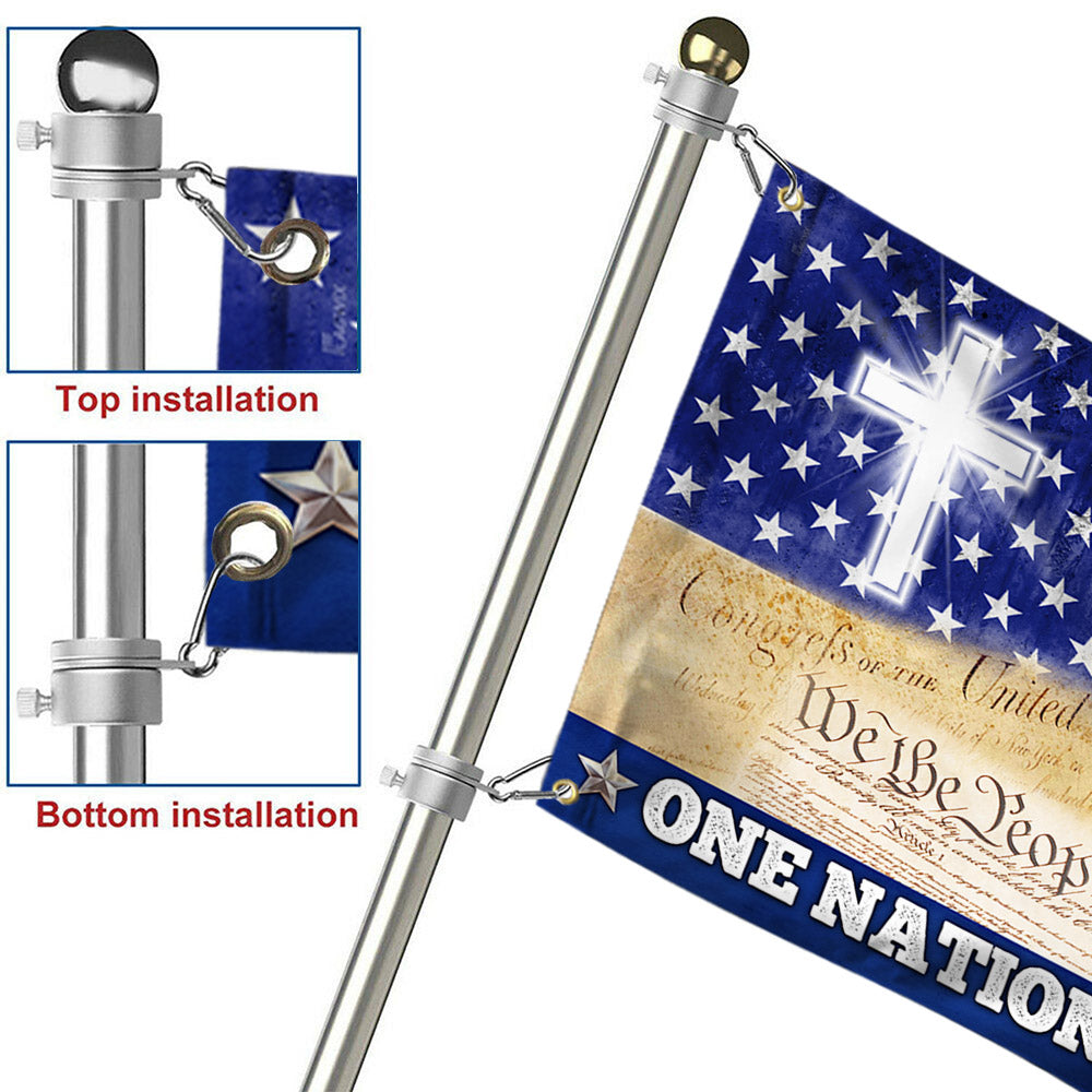 One Nation Under God, Christian Cross American Eagle Grommet Flag
