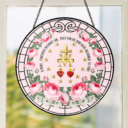 Marian Catholic Virgin Mary Religious Stained Glass Suncatcher