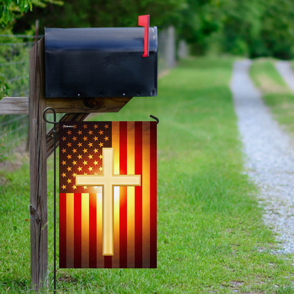 Christian Cross American US Flag