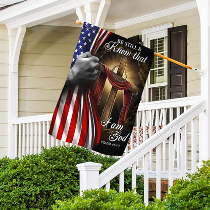 Jesus Christian Cross. Be Still And Know That I Am God American Flag
