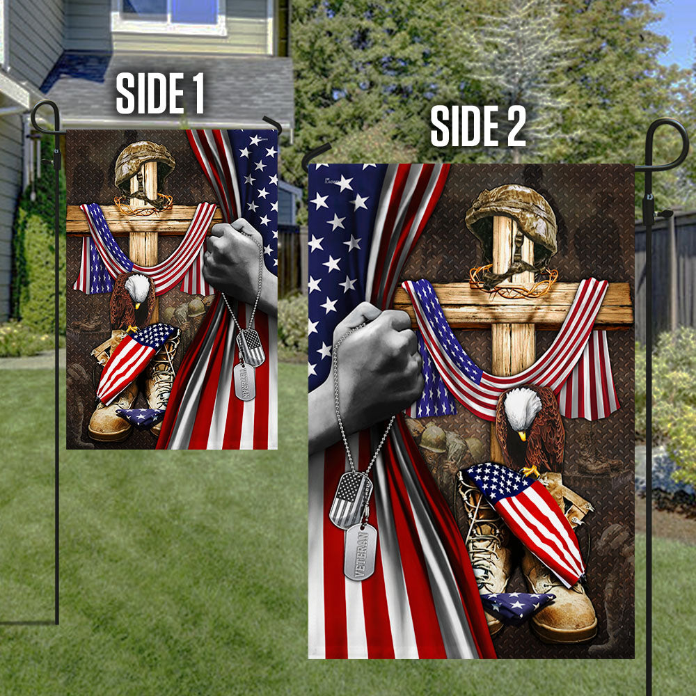 Flagwix American Flag - U.S. Veteran. Christian Cross American Patriot Memorial Flag