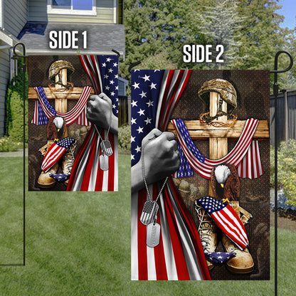 Flagwix American Flag - U.S. Veteran. Christian Cross American Patriot Memorial Flag