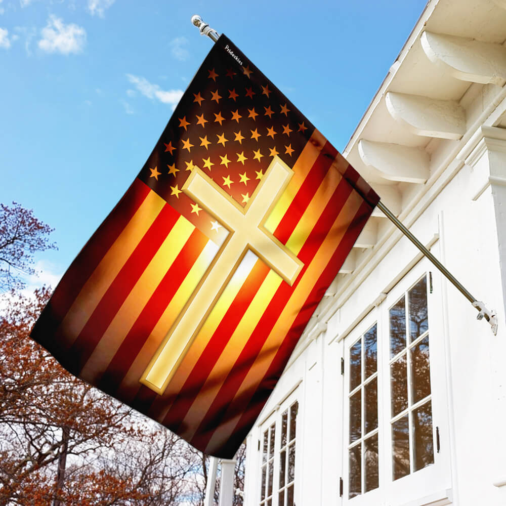 Christian Cross American US Flag
