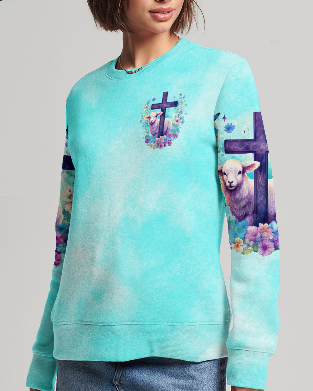 With God All Things Are Possible Lamb Women's All Over Print Sweatshirt