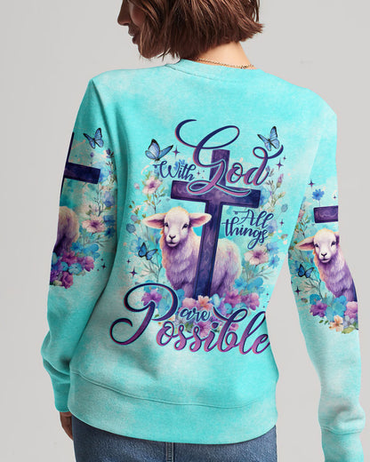 With God All Things Are Possible Lamb Women's All Over Print Sweatshirt