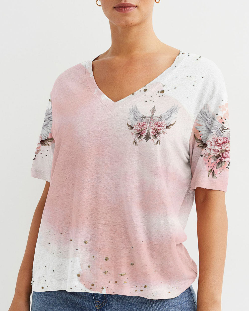 I Believe There Are Angels Among Us Floral Wings T-Shirt