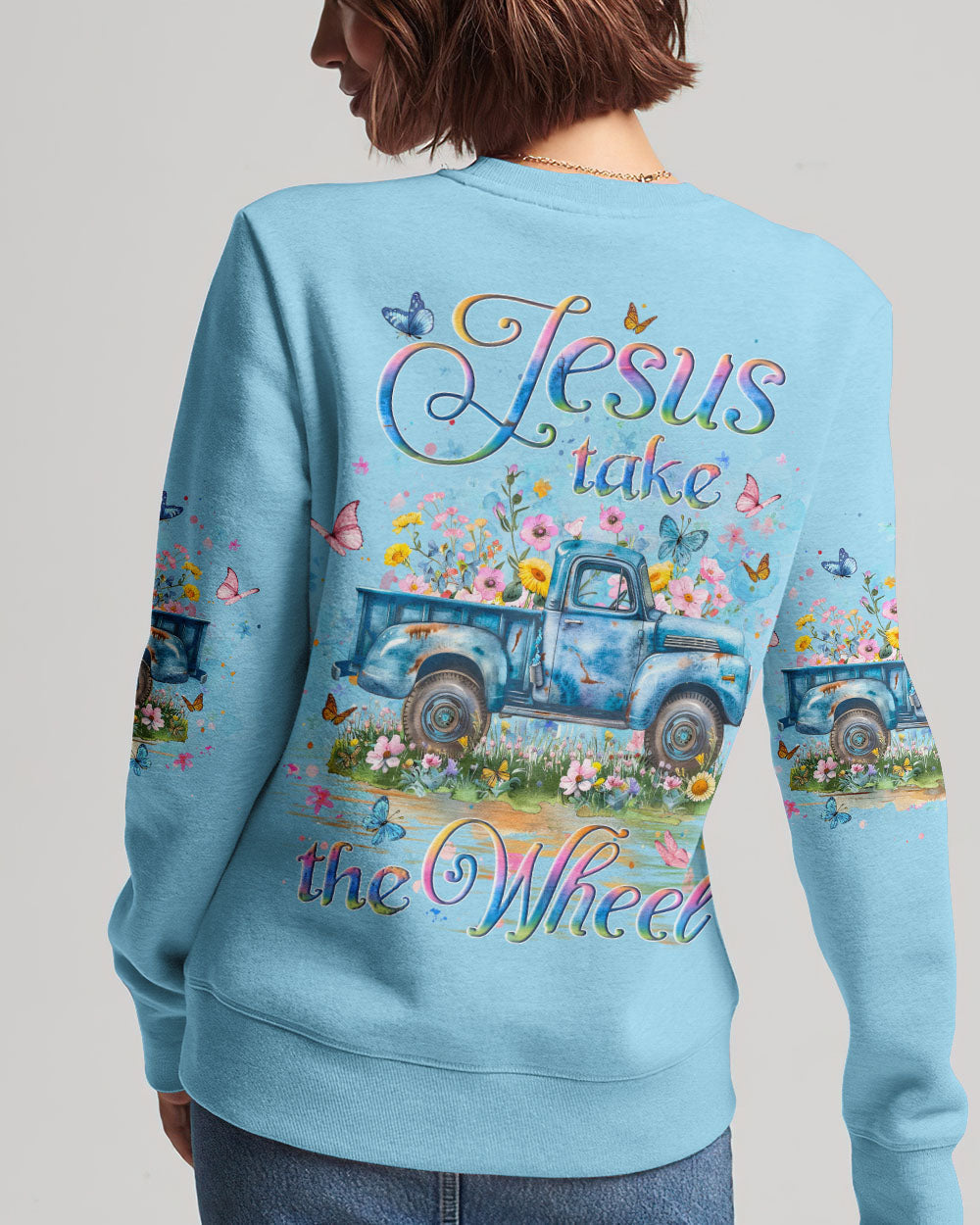 Jesus Take The Wheel Women's All Over Print Sweatshirt 8