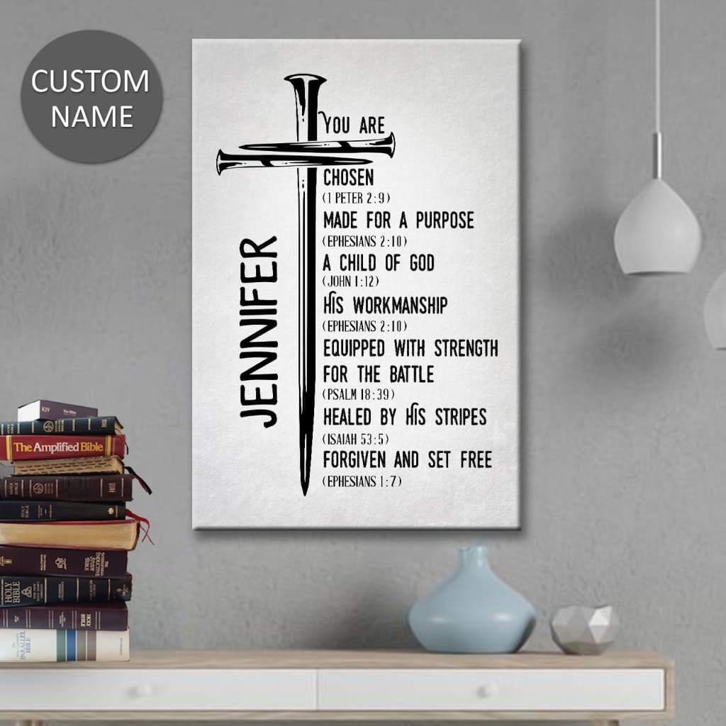 Personalized Chosen Made for a Purpose Child of God Wall Art Canvas With Custom Name