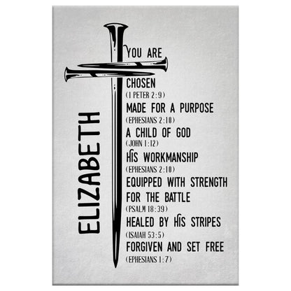 Personalized Chosen Made for a Purpose Child of God Wall Art Canvas With Custom Name
