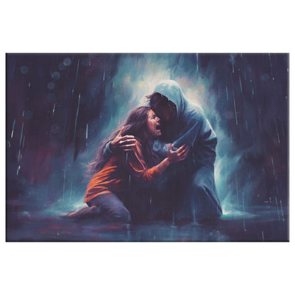 Christian Art: Jesus Holds A Woman In The Storm Wall Art Canvas