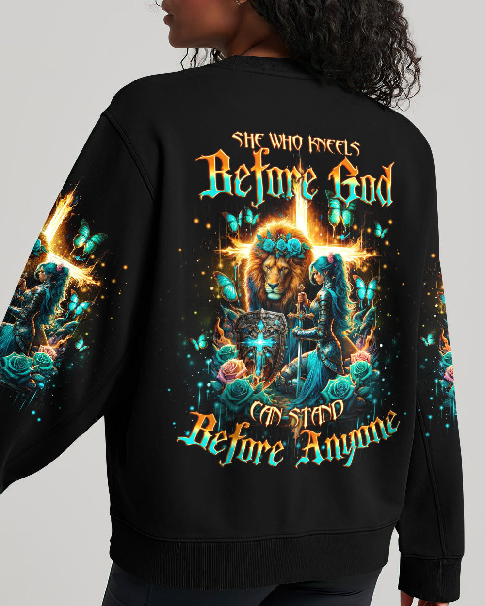 She Who Kneels Before God Lion Warrior Sweatshirt 3