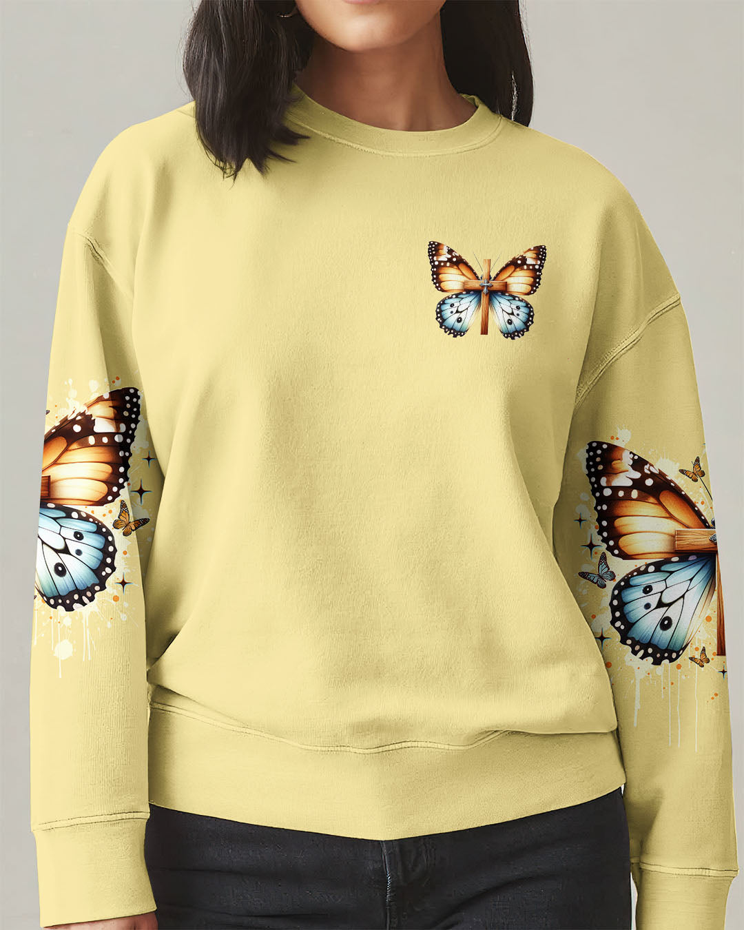 Jesus The Way The Truth The Life Butterfly Sweatshirt