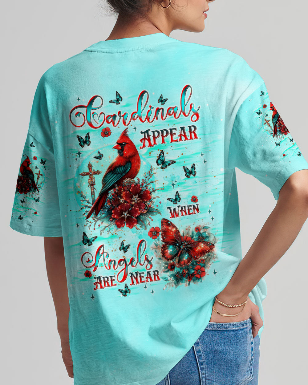 When Cardinals Appear Angels Are Near Women's All Over Print Tshirt 1