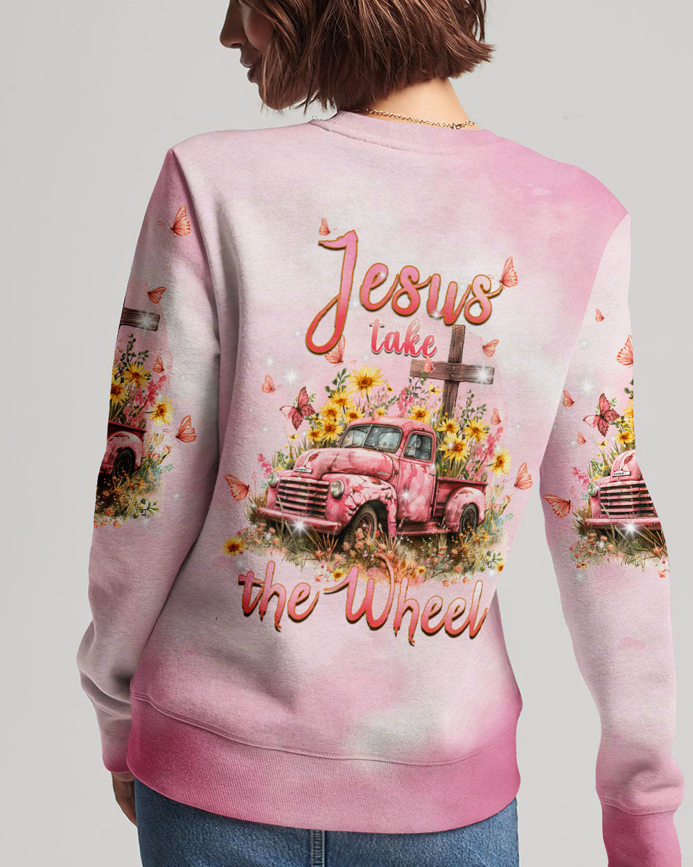 Jesus Take The Wheel Flower Truck Sweatshirt 12