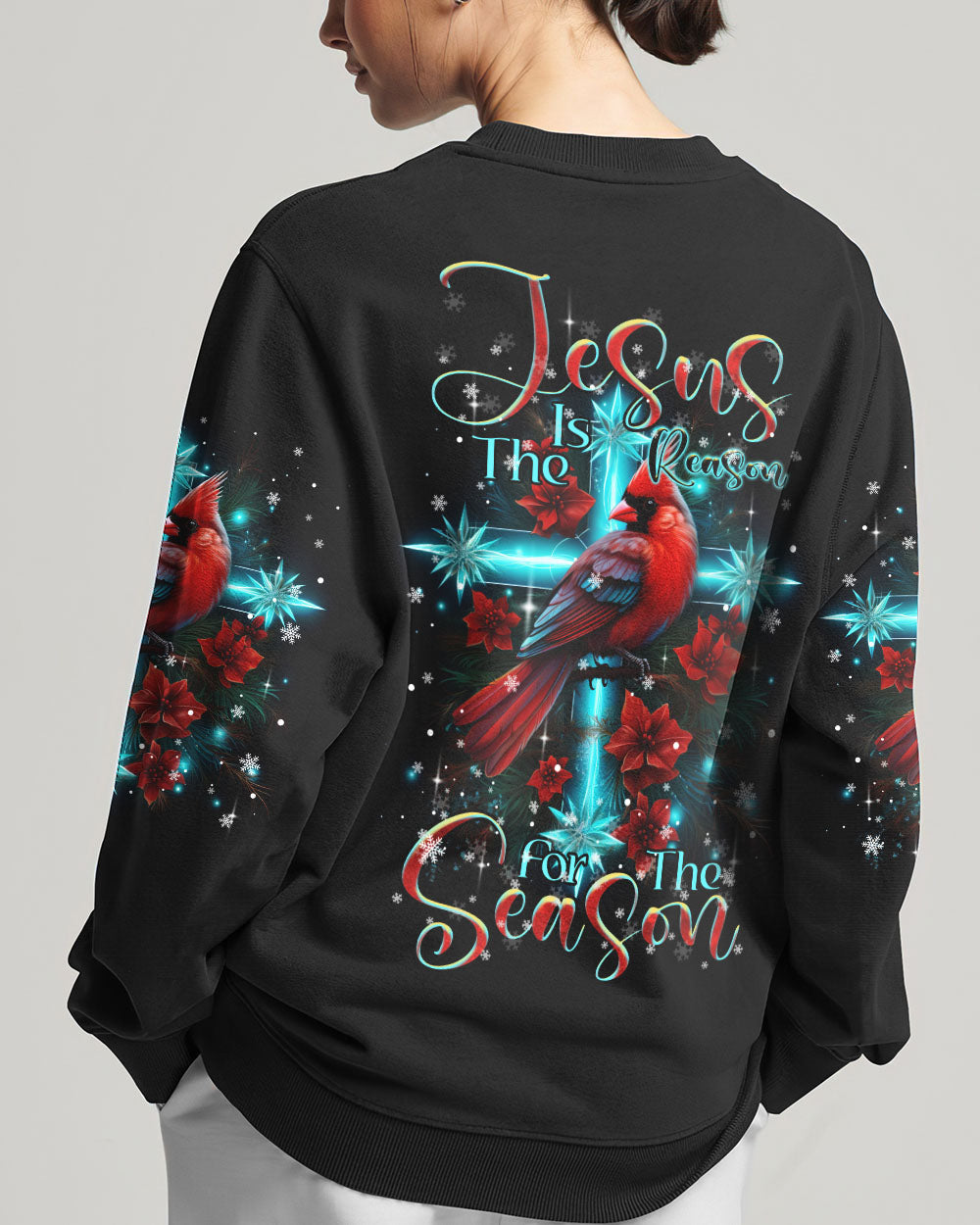 Jesus The Reason Cardinal Christmas Women's All Over Print Sweatshirt