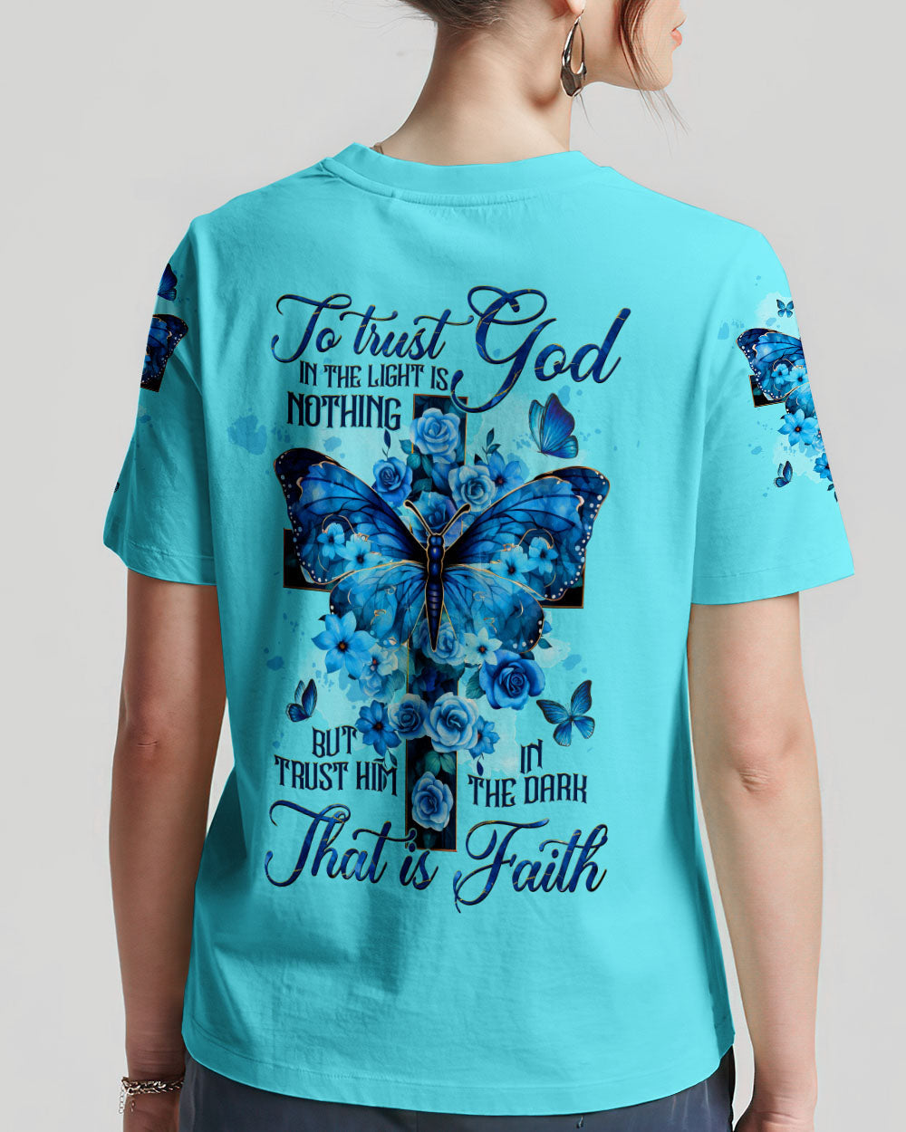 Trust Him In The Dark That Is Faith Women All Over Print Tshirt