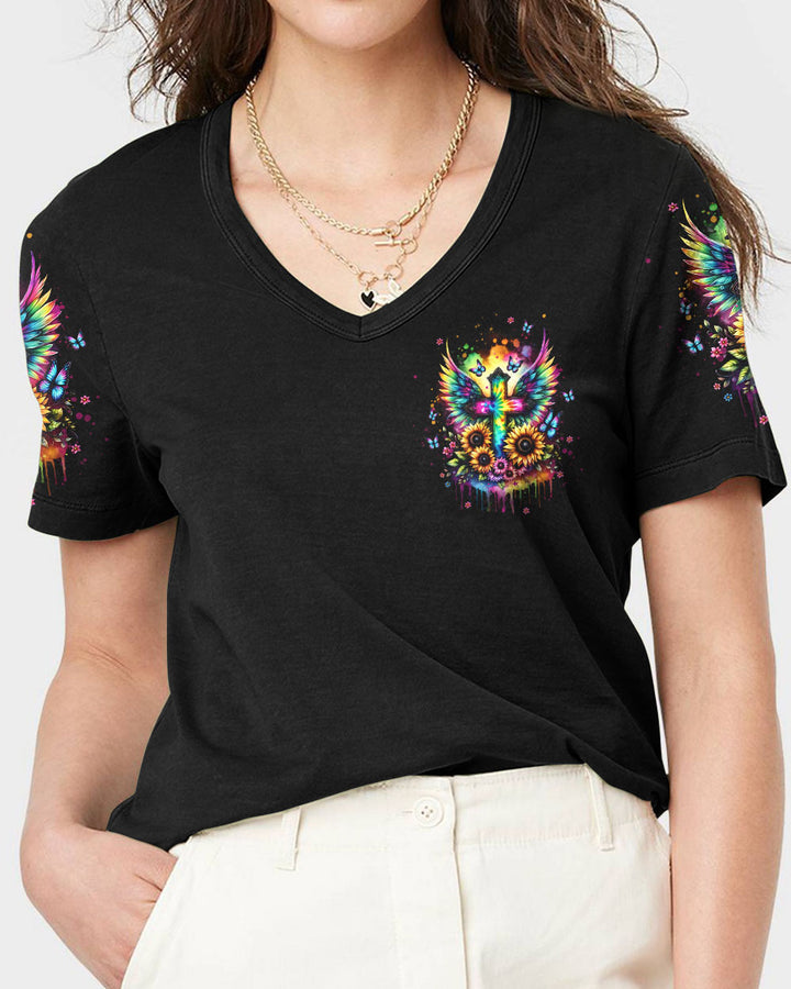 She Is Sunshine Cross Wings Sunflower T-Shirt