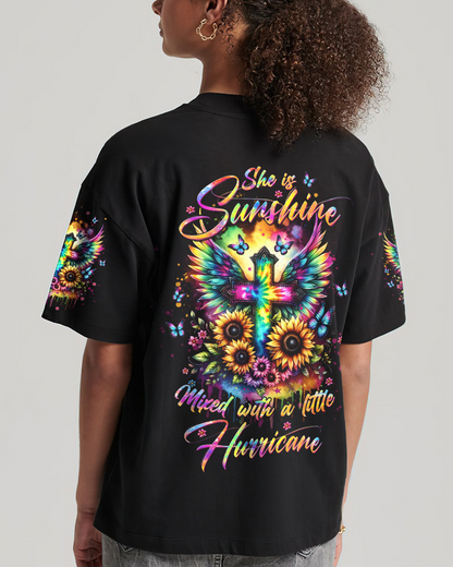 She Is Sunshine Cross Wings Sunflower T-Shirt