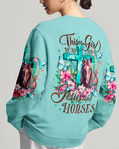 Runs On Jesus And Horses Women's All Over Print Sweatshirt