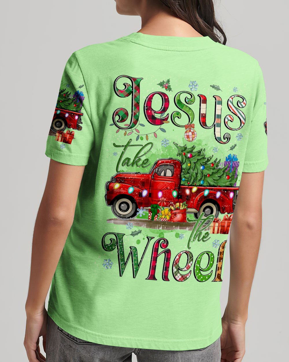 Jesus Take The Wheel Christmas Women's All Over Print Tshirt 3