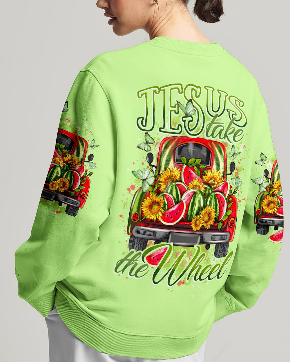 Jesus Take The Wheel Watermelon Women's All Over Print Sweatshirt 6