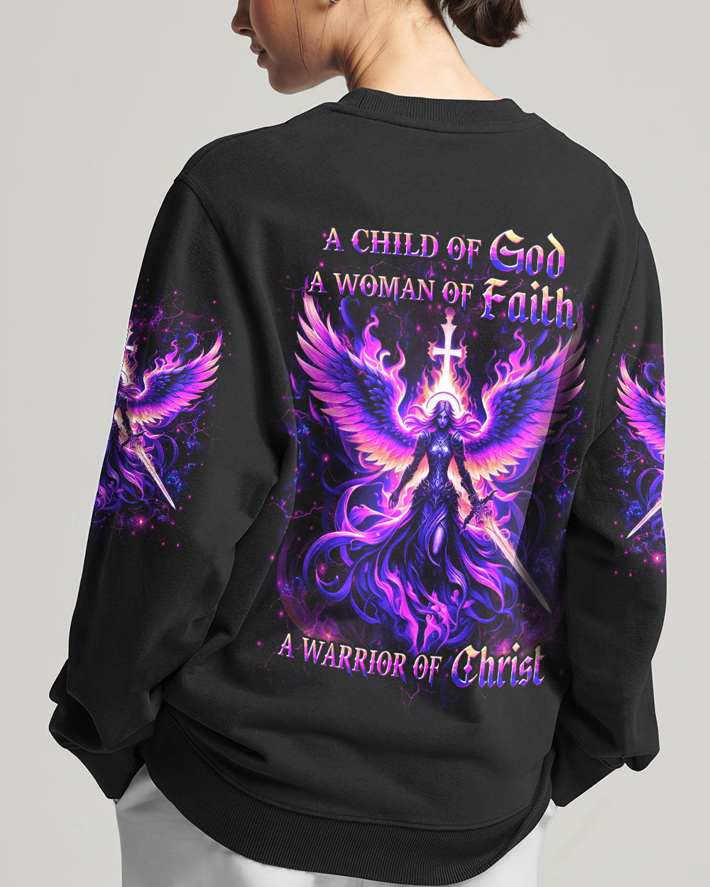 A Child Of God A Woman Of Faith Women's All Over Print Sweatshirt 2