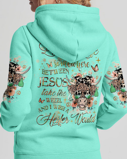 Living Life Somewhere Between Jesus Cow Hoodie 2