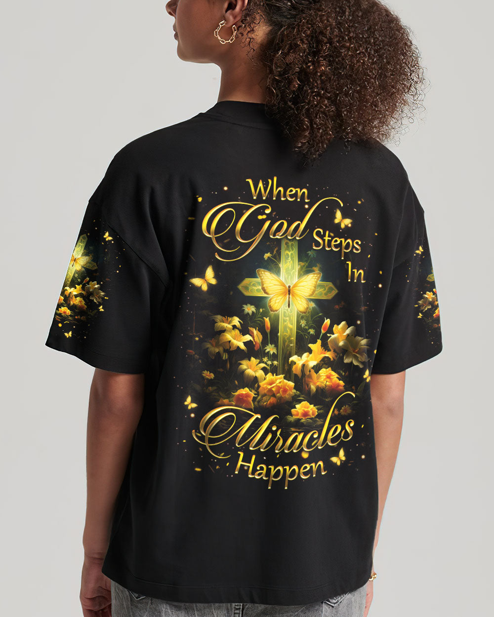 When God Steps In Miracles Happen Women's All Over Print Tshirt