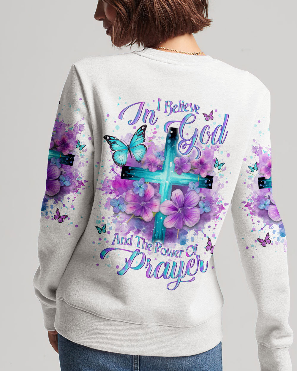 I Believe In God Women's All Over Print Sweatshirt 3